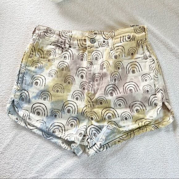 Anthropologie Pilcro Hannah Leathers Rainbow Ultra High-Rise Denim Shorts 28 - Picture 3 of 11